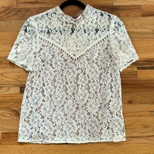 WAYF Layered Lace collared short sleeve top